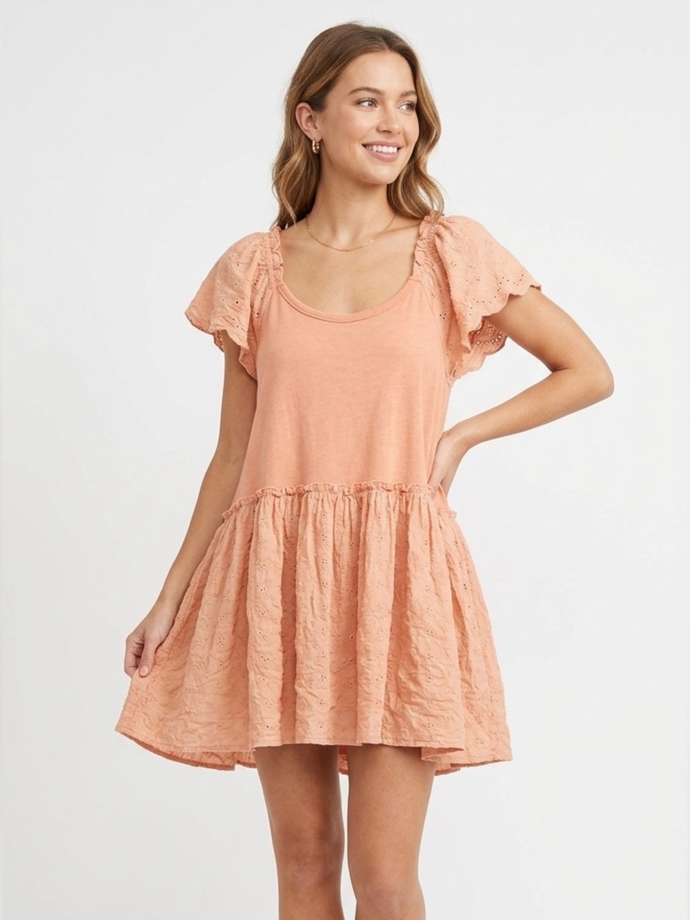 Umgee Babydoll Eyelet Mini Dress/Tunic